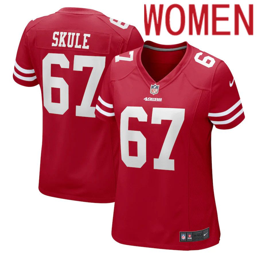 Women San Francisco 49ers #67 Justin Skule Nike Scarlet Game NFL Jersey->women nfl jersey->Women Jersey